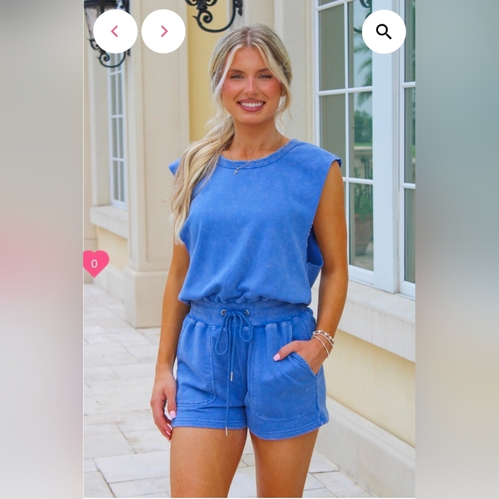 Fantastic Fawn Royal Blue Romper | Size L NWOT